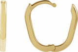 10K Yellow Gold Elongated Oval 14 mm Hoop Earrings