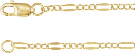 14K Yellow Gold-Filled 2.3 mm Dapped Cable 7" Chain