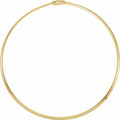 14K Yellow or White 4 mm Reversible Omega 18" Chain