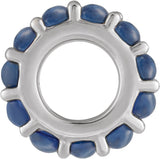 Sterling Silver Lab-Grown Blue Sapphire Cabochon Spacer Charm/Pendant