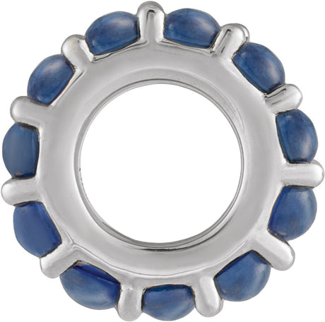 Sterling Silver Lab-Grown Blue Sapphire Cabochon Spacer Charm/Pendant