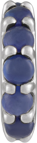 Sterling Silver Lab-Grown Blue Sapphire Cabochon Spacer Charm/Pendant