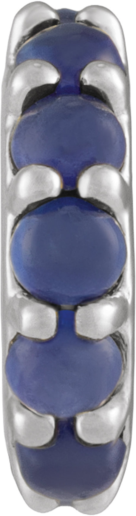 Sterling Silver Lab-Grown Blue Sapphire Cabochon Spacer Charm/Pendant