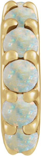 14K Yellow Gold Natural White Opal Cabochon Spacer Charm/Pendant