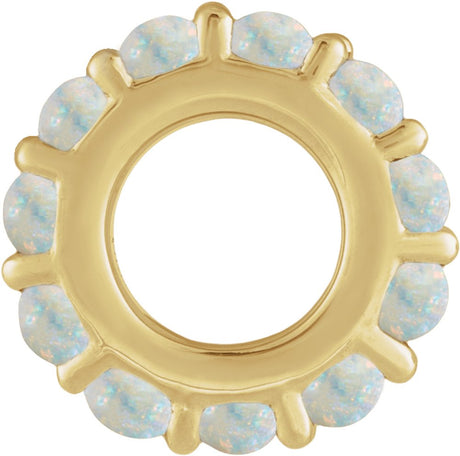 14K Yellow Gold Natural White Opal Cabochon Spacer Charm/Pendant