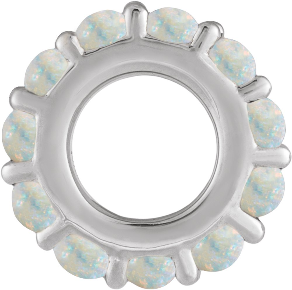Sterling Silver Natural White Opal Cabochon Spacer Charm/Pendant