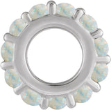 Sterling Silver Natural White Opal Cabochon Spacer Charm/Pendant
