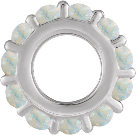 Sterling Silver Natural White Opal Cabochon Spacer Charm/Pendant