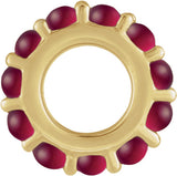 14K Yellow Gold Natural Ruby Cabochon Spacer Charm/Pendant