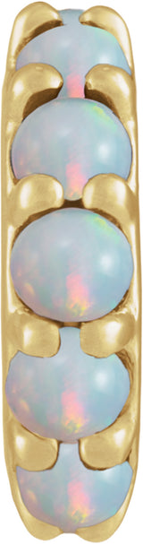 14K Yellow Gold Natural Ethiopian Opal Cabochon Spacer Charm/Pendant