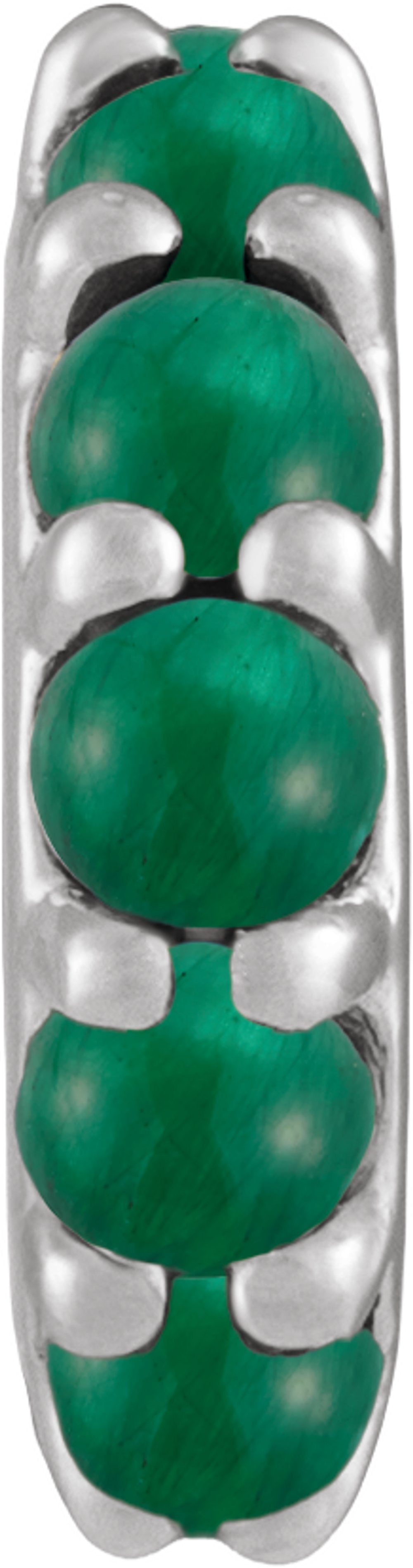 Sterling Silver Lab-Grown Emerald Cabochon Spacer Charm/Pendant