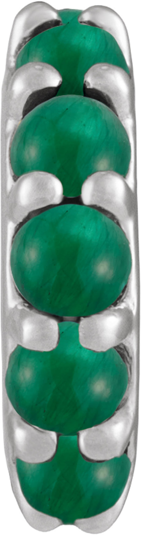 Sterling Silver Lab-Grown Emerald Cabochon Spacer Charm/Pendant