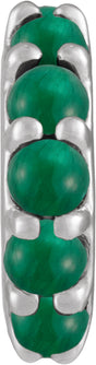 Sterling Silver Lab-Grown Emerald Cabochon Spacer Charm/Pendant