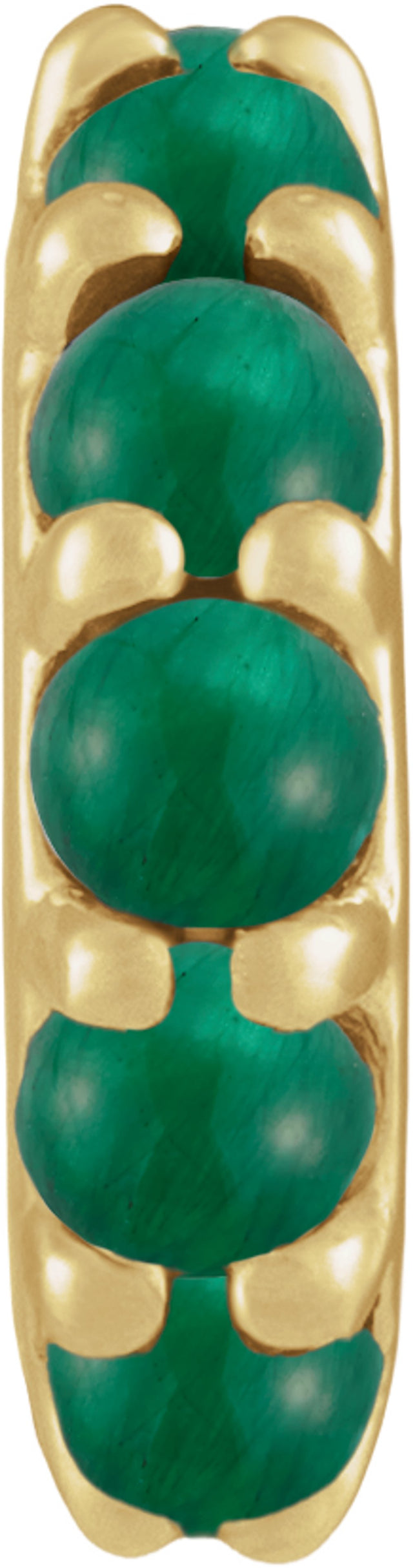 14K Yellow Gold Lab-Grown Emerald Cabochon Spacer Charm/Pendant
