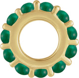 14K Yellow Gold Lab-Grown Emerald Cabochon Spacer Charm/Pendant