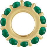 14K Yellow Gold Natural Emerald Cabochon Spacer Charm/Pendant