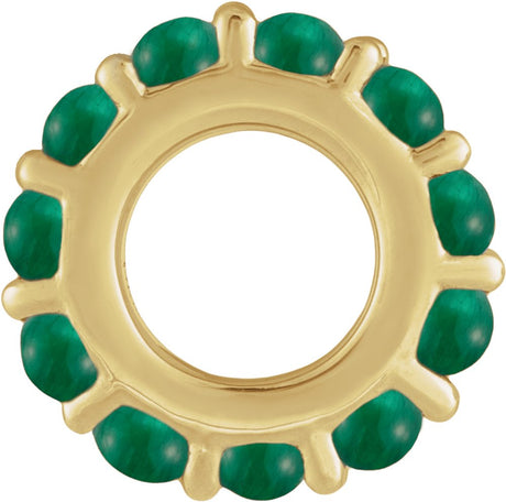 14K Yellow Gold Natural Emerald Cabochon Spacer Charm/Pendant