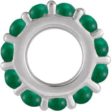 Sterling Silver Lab-Grown Emerald Cabochon Spacer Charm/Pendant