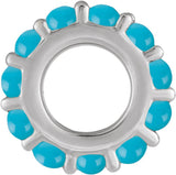 Sterling Silver Natural Turquoise Cabochon Spacer Charm/Pendant