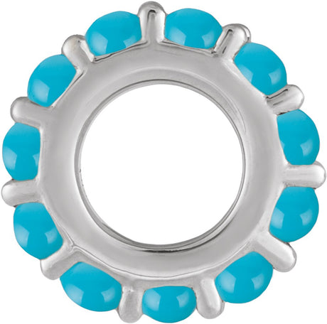 Sterling Silver Natural Turquoise Cabochon Spacer Charm/Pendant