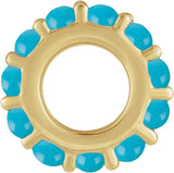 14K Yellow Gold Natural Turquoise Cabochon Spacer Charm/Pendant