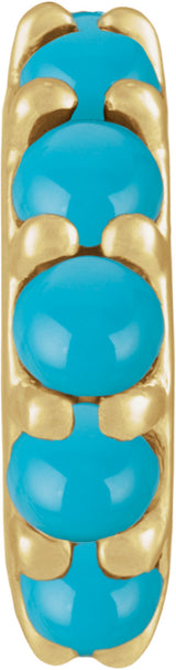 14K Yellow Gold Natural Turquoise Cabochon Spacer Charm/Pendant