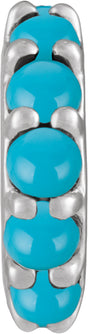 Sterling Silver Natural Turquoise Cabochon Spacer Charm/Pendant