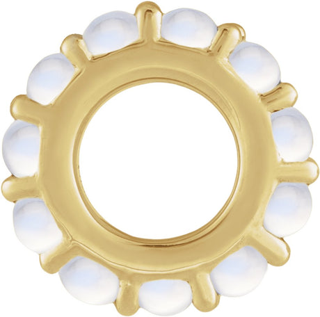 14K Yellow Gold Natural Rainbow Moonstone Cabochon Spacer Charm/Pendant