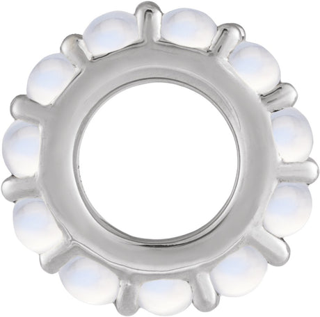 Sterling Silver Natural Rainbow Moonstone Cabochon Spacer Charm/Pendant