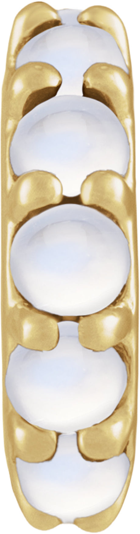 14K Yellow Gold Natural Rainbow Moonstone Cabochon Spacer Charm/Pendant