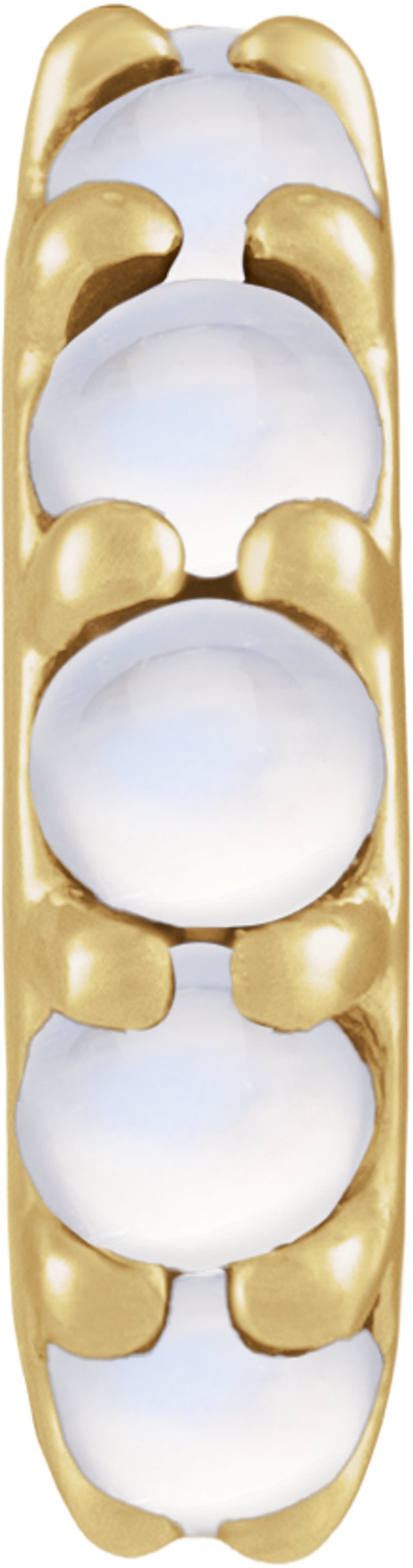 14K Yellow Gold Natural Rainbow Moonstone Cabochon Spacer Charm/Pendant