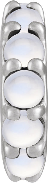 Sterling Silver Natural Rainbow Moonstone Cabochon Spacer Charm/Pendant