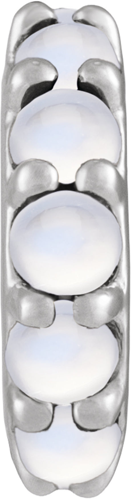 Sterling Silver Natural Rainbow Moonstone Cabochon Spacer Charm/Pendant