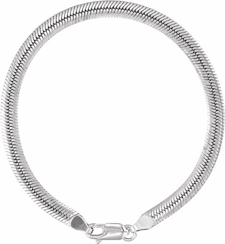 Sterling Silver 4.8 mm Oval Snake 7" Chain