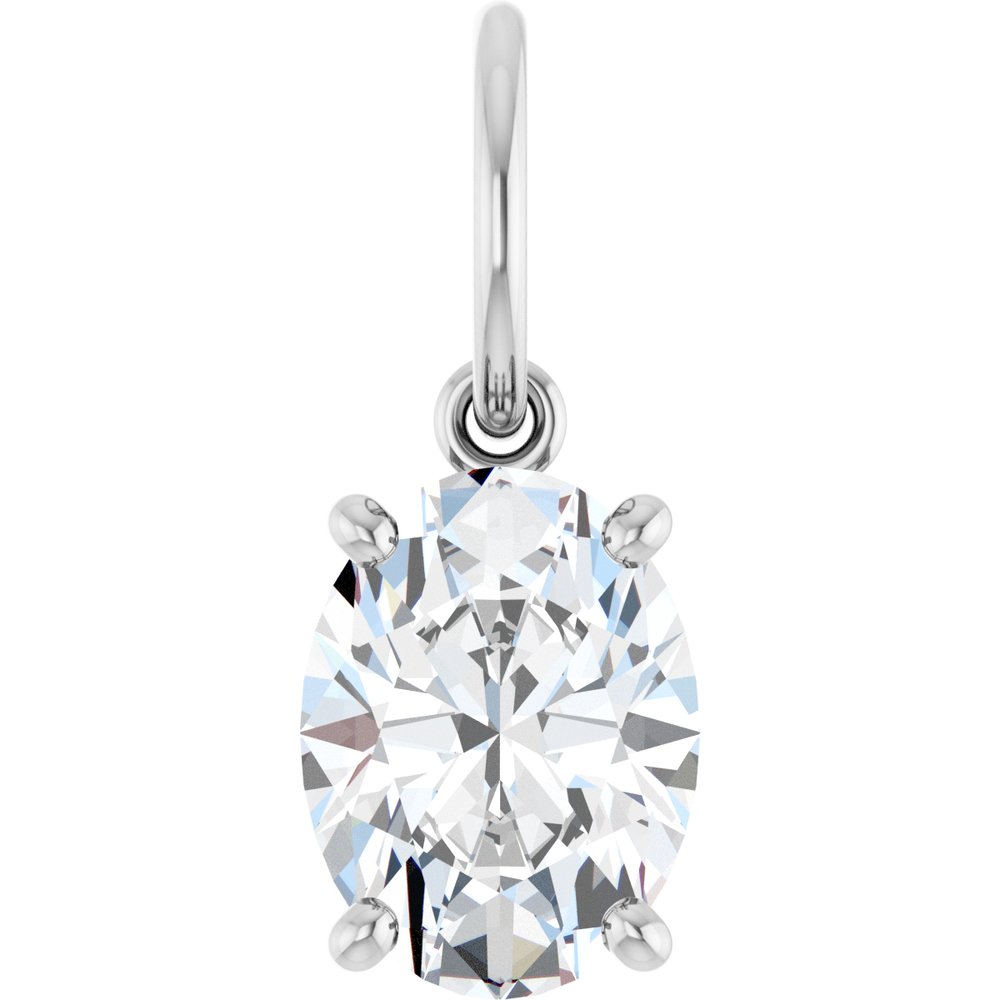 14K White Gold 1 CT Lab-Grown Diamond Charm/Pendant