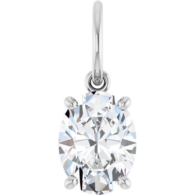 14K White Gold 1 CT Lab-Grown Diamond Charm/Pendant