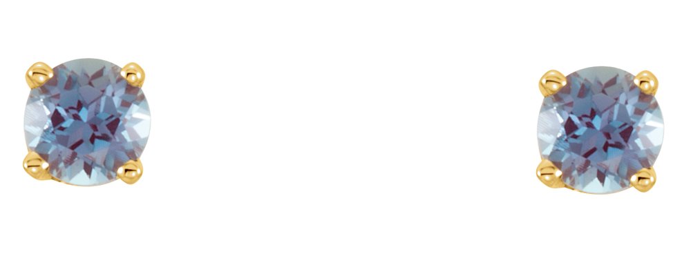 14K Yellow Lab-Grown Alexandrite Youth Earrings