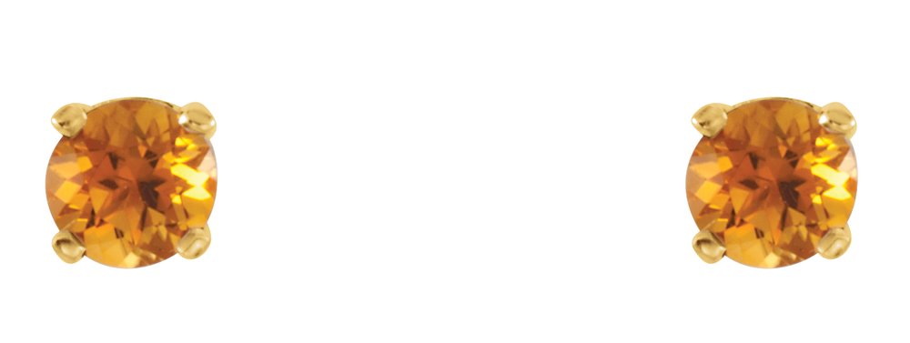 14K Yellow Gold Imitation Citrine Youth Earrings