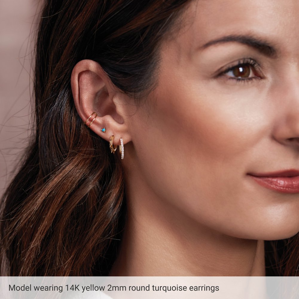 14K Rose Gold 3.5 mm Round Natural Turquoise Earrings