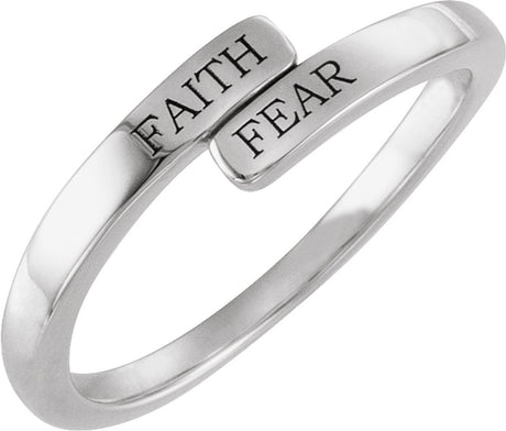Sterling Silver Faith Over Fear Bypass Ring