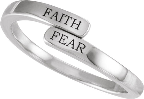 Sterling Silver Faith Over Fear Bypass Ring