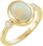 14K Yellow Gold Natural Ethiopian Opal & 1/8 CTW Natural Ethiopian Opal Cabochon Ring