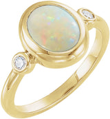 14K Yellow Gold Natural Ethiopian Opal & 1/8 CTW Natural Ethiopian Opal Cabochon Ring