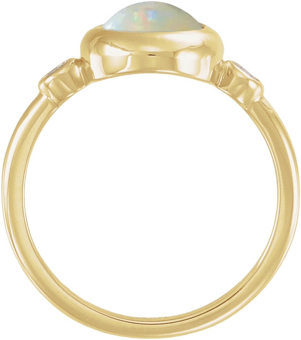 14K Yellow Gold Natural Ethiopian Opal & 1/8 CTW Natural Ethiopian Opal Cabochon Ring