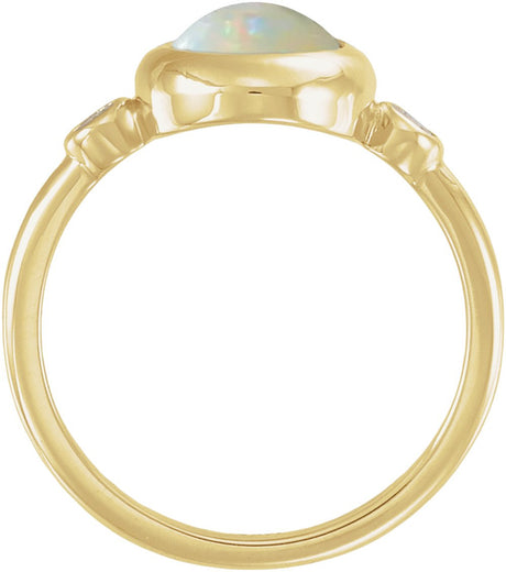 14K Yellow Gold Natural Ethiopian Opal & 1/8 CTW Natural Ethiopian Opal Cabochon Ring