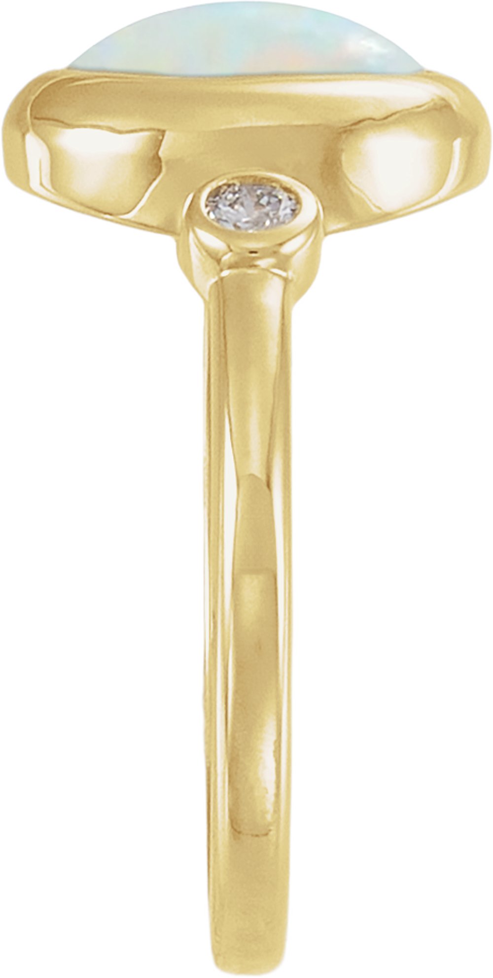 14K Yellow Gold Natural Ethiopian Opal & 1/8 CTW Natural Ethiopian Opal Cabochon Ring