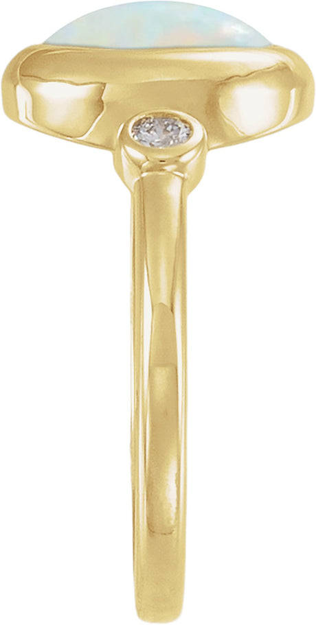 14K Yellow Gold Natural Ethiopian Opal & 1/8 CTW Natural Ethiopian Opal Cabochon Ring