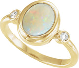 14K Yellow Gold Natural Ethiopian Opal & 1/8 CTW Natural Ethiopian Opal Cabochon Ring