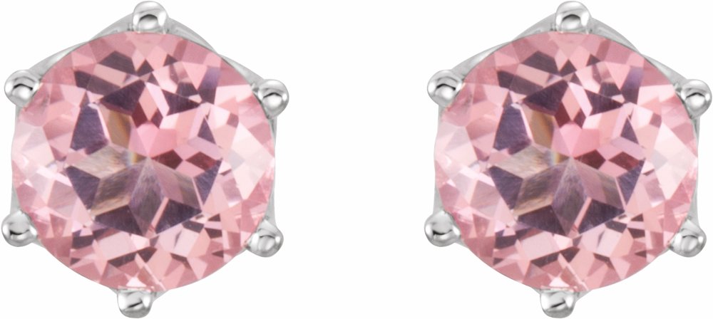 14K White Natural Pink Morganite Earrings