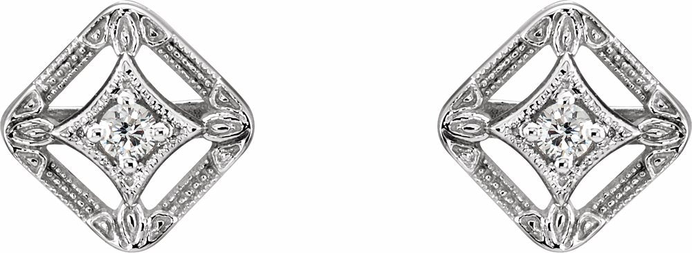 14K White .08 CTW Natural Diamond Filigree Earrings